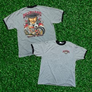 Vintage Deadwood Wild Bill Shirt Mens Large Motorcycle Flames Graphic Dice Rare